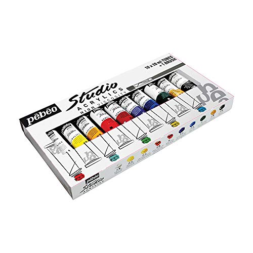 PEBEO Set aus 10 Acrylfarben + Bürstenpinsel - 10 x 20 ml. PEBEO Set aus 10 Acrylfarben + Bürstenpinsel - 10 x 20 ml. von PEBEO