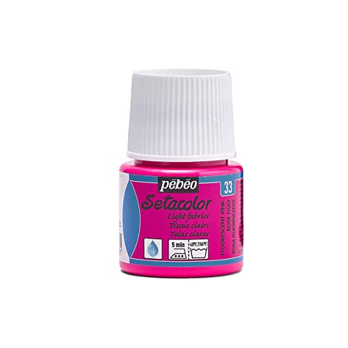 PEBEO Setacolor Textilfarbe Licht Stoffmalfarbe, Effekt Buntglas, Pink Fluo, Fluoreszierendes Pink von PEBEO