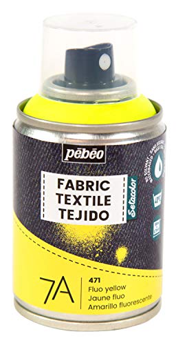 Pébéo - Textilfarbe Spray für Textilien 7A Spray - Natürliche und synthetische Stoffe - Auf Wasserbasis - Lösungsmittelfrei - Waschmaschinenfest - Sprühfarbe für Textilgestaltung - Neon Gelb Pébéo - Textilfarbe Spray für Textilien 7A Spray - Natürliche und synthetische Stoffe - Auf Wasserbasis - Lösungsmittelfrei - Waschmaschinenfest - Sprühfarbe für Textilgestaltung - Neon Gelb von PEBEO