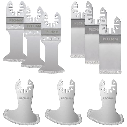PECHAM 9PCS Diamant Sägeblatt, Oszillierwerkzeug Zubehör für Mörtel entfernen und weiche Fliesen schneiden, Fit Porter Cable Black & Decker Rockwell Ridgid Ryobi Milwaukee Chicago Craftsman PECHAM 9PCS Diamant Sägeblatt, Oszillierwerkzeug Zubehör für Mörtel entfernen und weiche Fliesen schneiden, Fit Porter Cable Black & Decker Rockwell Ridgid Ryobi Milwaukee Chicago Craftsman von PECHAM