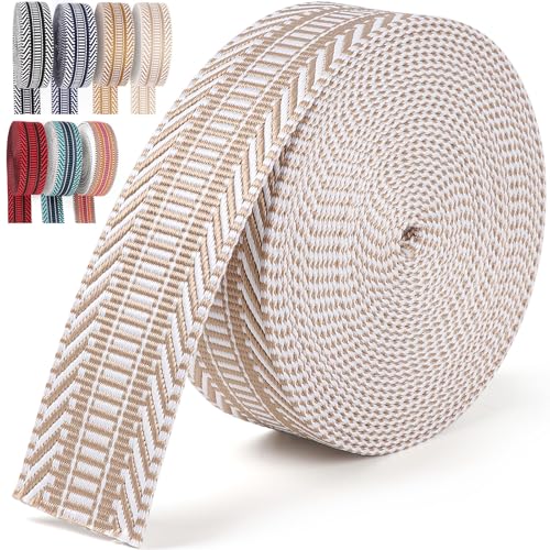 PECMER Gurtband, 3,8 cm, Jacquard-Polyester-Baumwolle, 6 m, 3,8 cm, helles Khaki, 3,8 cm, Umreifung zum Nähen von Taschen, Geldbörsen PECMER Gurtband, 3,8 cm, Jacquard-Polyester-Baumwolle, 6 m, 3,8 cm, helles Khaki, 3,8 cm, Umreifung zum Nähen von Taschen, Geldbörsen von PECMER