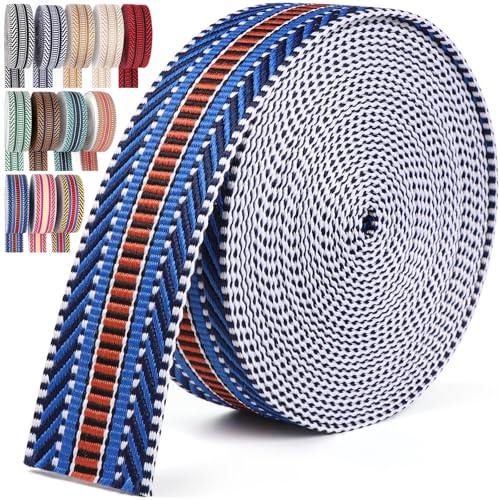 PECMER Gurtband, 3,8 cm, königsblau-orange Streifen, 6 m, Gurtband für Taschen, Polycotton, Jacquard-Gurtband, Nylonband, 3,8 cm für Tasche, Geldbörse, zum Aufhängen, Gürtel, Tragetaschen PECMER Gurtband, 3,8 cm, königsblau-orange Streifen, 6 m, Gurtband für Taschen, Polycotton, Jacquard-Gurtband, Nylonband, 3,8 cm für Tasche, Geldbörse, zum Aufhängen, Gürtel, Tragetaschen von PECMER