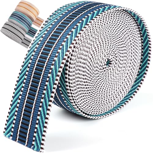 PECMER Gurtband aus Jacquard-Polycotton, 5,1 cm, 5,1 cm, Blau, 5,1 cm, Polstergewebe für Gürteltasche/Schlafsack, Aufhängegurte, 50 mm von PECMER