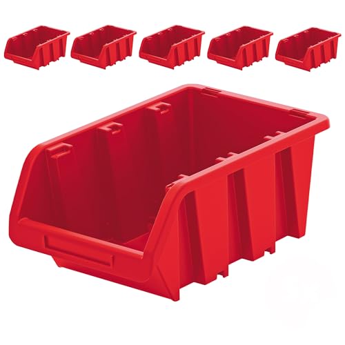 PECZEKO Werkstatt-Stapelkiste, Stapelbox aus PP Kunststoff, Sichtbox Stapelbox, Lagerboxen für Werkzeugswand, Sichtlagerkasten, Sortierbox - Rot 5 Stück, 49 x 29,8 cm PECZEKO Werkstatt-Stapelkiste, Stapelbox aus PP Kunststoff, Sichtbox Stapelbox, Lagerboxen für Werkzeugswand, Sichtlagerkasten, Sortierbox - Rot 5 Stück, 49 x 29,8 cm von PECZEKO