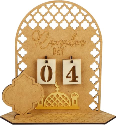 Ramadan Kalender, Eid Mubarak Kalender, Holz Countdown-Kalender Ornament, Eid Mubarak Adventskalender, Ramadan Dekorationen 30 Tage Countdown-Kalender für Zuhause (A) von PEEOED