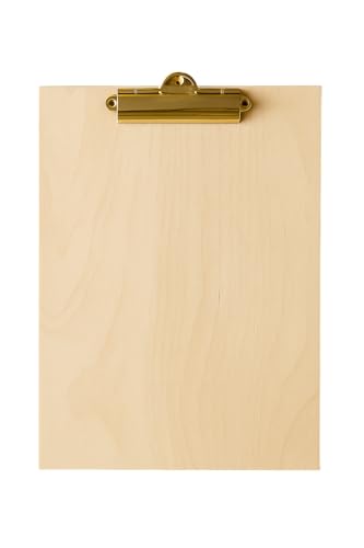 CLIPBOARD Holz natur A4 UNTERSCHLAG mit GOLD Clip von PEEWIT