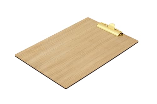 Clipboard Holz Eiche Tischset A5 mit GOLD Clip von PEEWIT