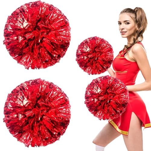 2 Stück Cheerleader Pompons,Cheerleader Pompons Rot,Metallisch Cheerleading Pompons,Sport Squad Cheer Accessories,für Cheerleading, für Leistung, Gymnastik 2 Stück Cheerleader Pompons,Cheerleader Pompons Rot,Metallisch Cheerleading Pompons,Sport Squad Cheer Accessories,für Cheerleading, für Leistung, Gymnastik von PEFOLOC