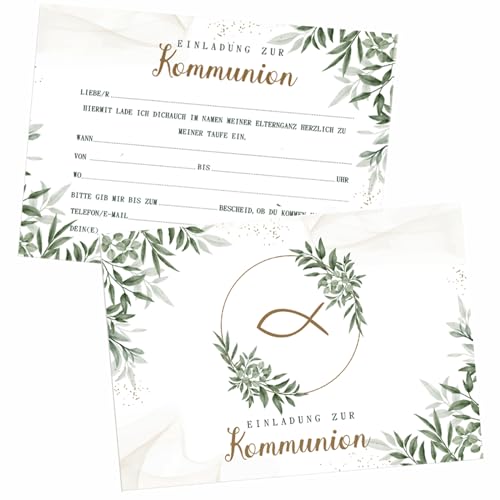 PEFOLOC 12x Einladungskarten Kommunion,mit 12x Umschlag Einladungskarten,Einladungskarten Konfirmation,Kommunion Taufe Hochzeit Einladung für Jungen und Mädchen PEFOLOC 12x Einladungskarten Kommunion,mit 12x Umschlag Einladungskarten,Einladungskarten Konfirmation,Kommunion Taufe Hochzeit Einladung für Jungen und Mädchen von PEFOLOC