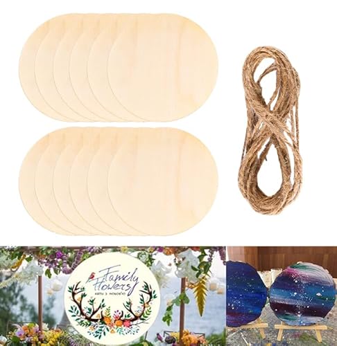 12 Stück Natürliche Runde Holzscheiben 15cm Durchmesser, Holzplatte Rund,Unvollendete Holzplatte Rund mit 2m Hanfseil, Holzscheiben zum Basteln für Weihnachten, Malerei, Türschilder 12 Stück Natürliche Runde Holzscheiben 15cm Durchmesser, Holzplatte Rund,Unvollendete Holzplatte Rund mit 2m Hanfseil, Holzscheiben zum Basteln für Weihnachten, Malerei, Türschilder von PEGRAUFC