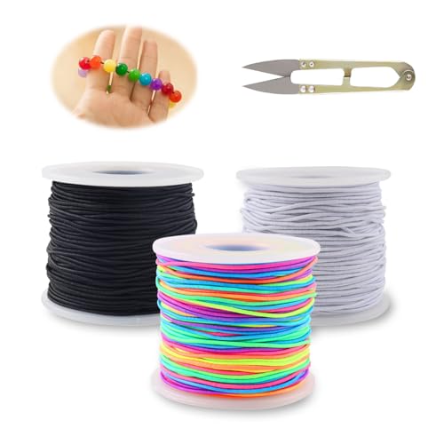 3 Rollen Gummiband für Armbänder, Gummischnur 1mm x 150 m, Perlenschnur mit Schere, Gemischte Stretch-Armband-Schnüre, Gummikordel für Pony Perlen, Elastische Faden für DIY Schmuckherstellung 3 Rollen Gummiband für Armbänder, Gummischnur 1mm x 150 m, Perlenschnur mit Schere, Gemischte Stretch-Armband-Schnüre, Gummikordel für Pony Perlen, Elastische Faden für DIY Schmuckherstellung von PEGRAUFC