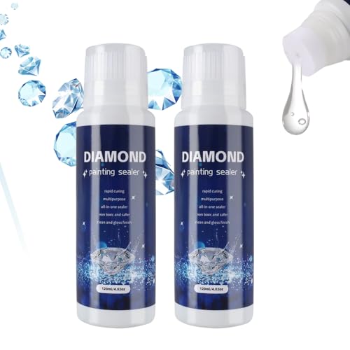 Diamond Painting Versiegelung, 2 Stück Transparente Kleber, Zubehör Hochglanz Schnell Trocknend Mit Schwammkopf Zum Glitzereffekt Und Schutz Von Diamanten (240 Ml) von PEGRAUFC