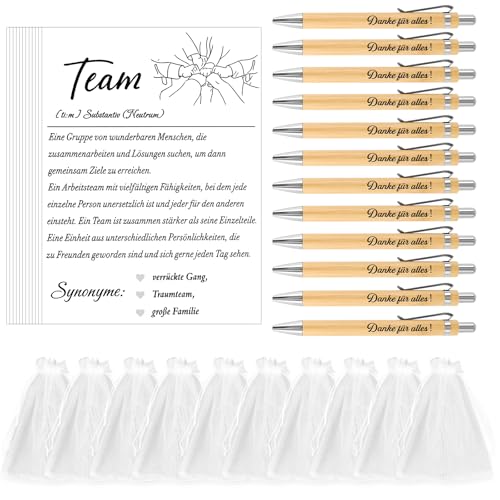 PEGRAUFC Geschenkset für Kollegen,12 Sets Kleines Dankeschön Geschenk Kollegen,Team Geschenk,Geschenk für Arbeitskollegen,Abschiedskarten Kugelschreiber mit Gravur von PEGRAUFC