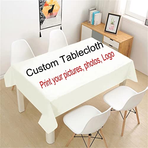 Personalisierte Foto-Tischdecke wasserdichte Tischdecke aus Polyester personifizieren Foto Wort Logo Karikatur Gartenparty Dekoration Esstisch Couchtisch Tischdecke (140 x 160 cm) von PEIHUODAN