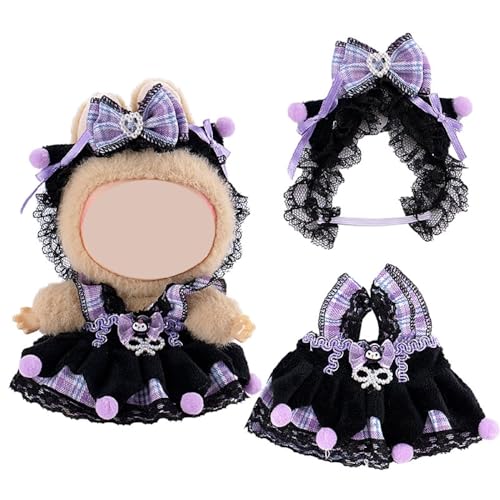 Puppe Kleidung Set Für 17cm Plüsch Puppen, Keine Puppe, Outfit Zubehör Enthalten 1 Tops 1 Kleid 1 Hut (Stil 1) von PEIHUODAN