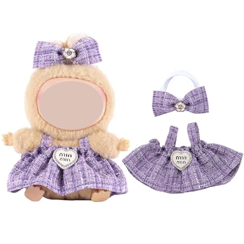 Puppe Kleidung Set Für 17cm Plüsch Puppen, Keine Puppe, Outfit Zubehör Enthalten 1 Tops 1 Kleid 1 Hut (Stil 7) von PEIHUODAN