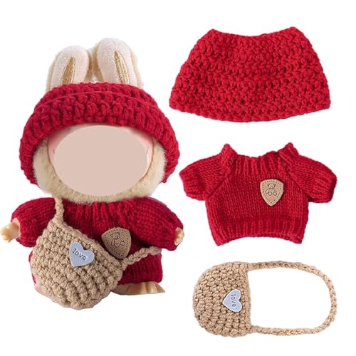 Puppe Kleidung Set Für 17cm Plüsch Puppen, Keine Puppe, Outfit Zubehör Enthalten 1 Tops 1 Kleid 1 Hut (Stil 8) von PEIHUODAN
