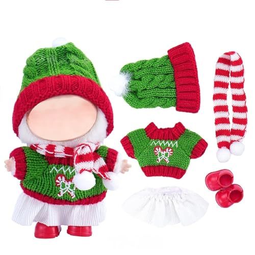 Puppen Kleidungs Set für 15 cm/17 cm große Puppen, Outfits im Weihnachtsstil + Accessoires (ohne Puppe), Geschenkidee für Mädchen und Jungen (Stil 7) von PEIHUODAN