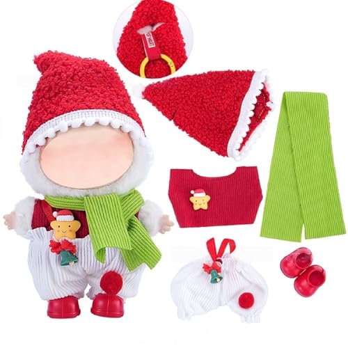 Puppen Kleidungs Set für 15 cm/17 cm große Puppen, Outfits im Weihnachtsstil + Accessoires (ohne Puppe), Geschenkidee für Mädchen und Jungen (Stil 8) von PEIHUODAN