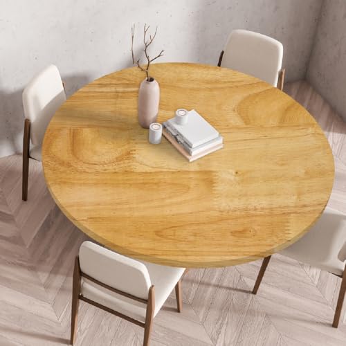 Runde Tischdecke – 3D-Holzstrukturdruck, schmutzabweisend, elastischer Rand – passende Tischdecke für Mahlzeiten im Freien, Partys, kleine runde Tische (Print 1,130cm) von PEIHUODAN
