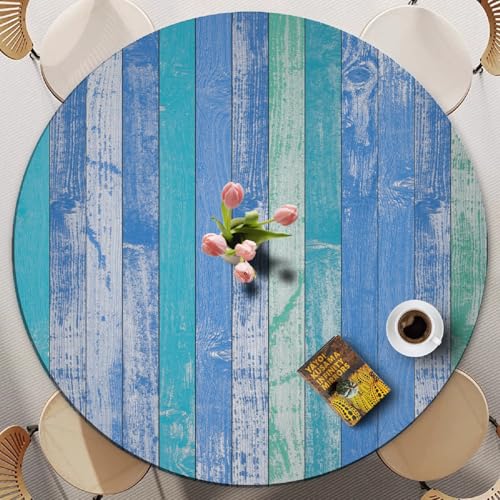 Runde Tischdecke Für Den Außenbereich Mit Elastischem Rand – 3D-Holzmaserung, Polyester, Flecken- Und Wasserfest – Passend Für Runde Tische – Waschbar Für Garten Und Esszimmer (Print 3,90cm) von PEIHUODAN