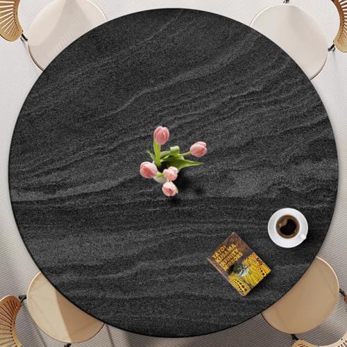 Runde Tischdecke mit Elastischer Spannband – Wetterfest & Waschbar – Modernes Marmor Design – Perfekt für Garten, Balkon und Terrasse – Dehnbare Tischfolie für Runde Tische (Print 10,130cm) von PEIHUODAN