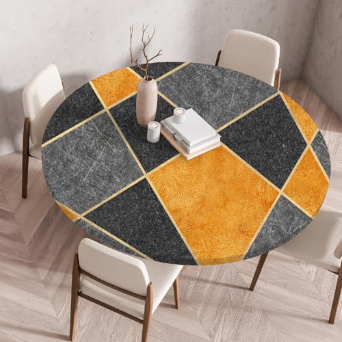 Spanntischdecke Rund für Garten Geometrisches Muster der abstrakten Kunst Wetterfest Abwaschbar mit Gummizug Elastische Outdoor Tischdecken für Balkon & Terrasse (Print 1,60cm) von PEIHUODAN