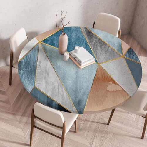 Spanntischdecke Rund für Garten Geometrisches Muster der abstrakten Kunst Wetterfest Abwaschbar mit Gummizug Elastische Outdoor Tischdecken für Balkon & Terrasse (Print 2,90cm) von PEIHUODAN