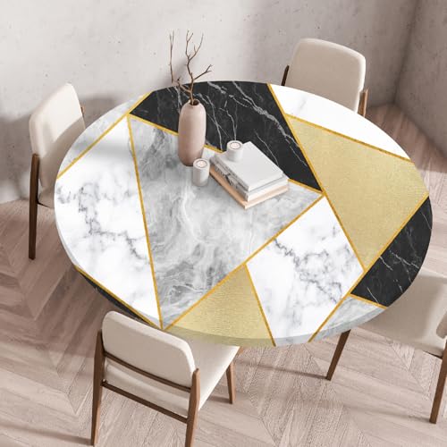 Spanntischdecke Rund für Garten Geometrisches Muster der abstrakten Kunst Wetterfest Abwaschbar mit Gummizug Elastische Outdoor Tischdecken für Balkon & Terrasse (Print 5,130cm) von PEIHUODAN