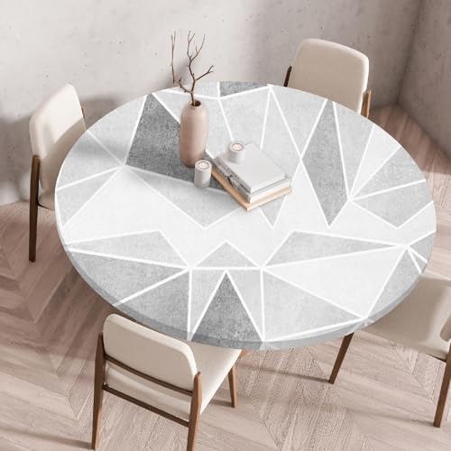 Spanntischdecke Rund für Garten Geometrisches Muster der abstrakten Kunst Wetterfest Abwaschbar mit Gummizug Elastische Outdoor Tischdecken für Balkon & Terrasse (Print 8,100cm) von PEIHUODAN