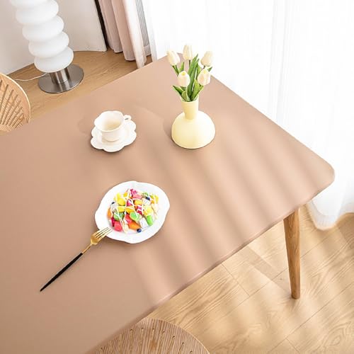wasserdichte Rechteckige Tischdecken – Elastische Tischdecken Mit Gummiband – Polyester Material – Gartentischdecke Für Picknick, Camping Und Partys (60x120cm,Braun) von PEIHUODAN