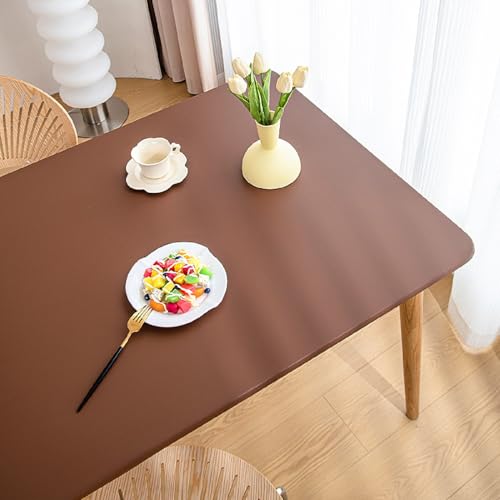 wasserdichte Rechteckige Tischdecken – Elastische Tischdecken Mit Gummiband – Polyester Material – Gartentischdecke Für Picknick, Camping Und Partys (60x120cm,Kaffee) von PEIHUODAN