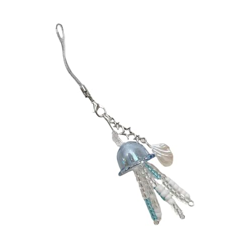 PEILINZE Handy-Charm, hübscher Quallen-Anhänger, handgefertigt, Perlen, Handy-Charm, tragbar, modisches Accessoire für Mädchen, trendiges Damen-Accessoire PEILINZE Handy-Charm, hübscher Quallen-Anhänger, handgefertigt, Perlen, Handy-Charm, tragbar, modisches Accessoire für Mädchen, trendiges Damen-Accessoire von PEILINZE
