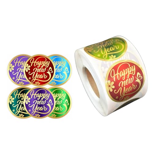 PEILINZE Happy New Year Aufkleber Siegel Etiketten Runde Goldfolie Stamping Etiketten Selbstklebende Aufkleber für Umschläge Boxen PEILINZE Happy New Year Aufkleber Siegel Etiketten Runde Goldfolie Stamping Etiketten Selbstklebende Aufkleber für Umschläge Boxen von PEILINZE