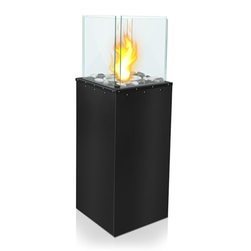 PEILU 80cm Höhe Freistehend Ethanol-Kamine Quadrat Terrassenfeuer mit Windschutzscheibe, Löschhilfe, V-Klemmen, Handschuhe, Dekosteine & Stahl Sockel Feuersäule für Garten Balkon Wohnzimmer Deko PEILU 80cm Höhe Freistehend Ethanol-Kamine Quadrat Terrassenfeuer mit Windschutzscheibe, Löschhilfe, V-Klemmen, Handschuhe, Dekosteine & Stahl Sockel Feuersäule für Garten Balkon Wohnzimmer Deko von PEILU