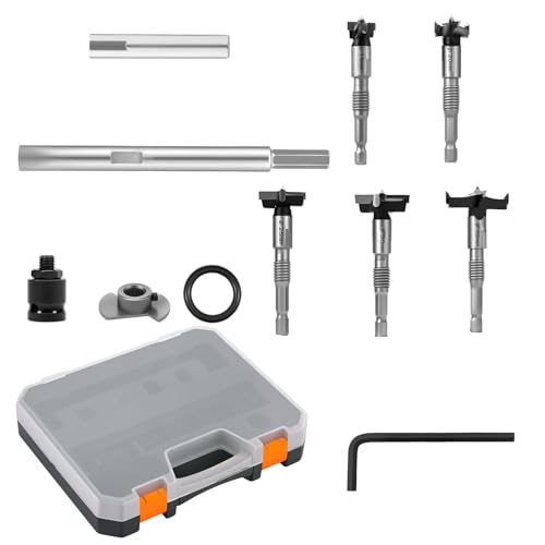 15PCS Forstnerbohrer Set Ø 15-35mm Forstner Drill Bit mit Verlängerungsstange und Aufbewahrungsbox Wolframstahl Forstner Holzbohrer Set für Alle Holz-Arten (10PCS) von PEIZHIYC