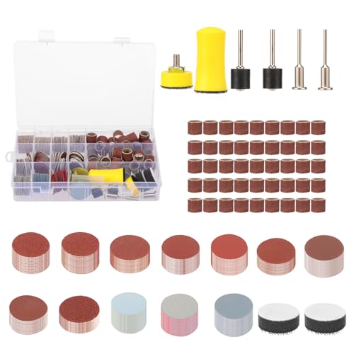 294 Stück Schleifhülsen für Holz, Schleiftrommel Set mit 45pcs Schleifen Bands, 2pcs Schleifwalze und Schleifscheiben, Spindelschleifer Hülsen für Metall Holz Gummi Leder Kunststoff Stein und Glas von PEIZHIYC