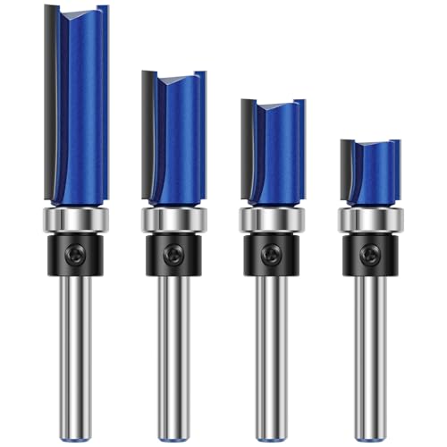 4 Stück Bündigfräser 6mm Schaft Fräser Oberfräse Hartmetall Kopierfräser für Oberfräse 11,9/20/25/38mm Flush Trim Router Bit für Holzbearbeitungs von PEIZHIYC