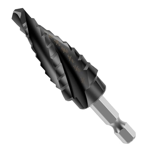Stufenbohrer Ø 6-19mm Kegelbohrer HSS Blech-Schälbohrer Spiral Groove M35 Kobalt-Schnellarbeitsstahl Four Step Drill für Holz Kunststoff Edelstahl Metall von PEIZHIYC