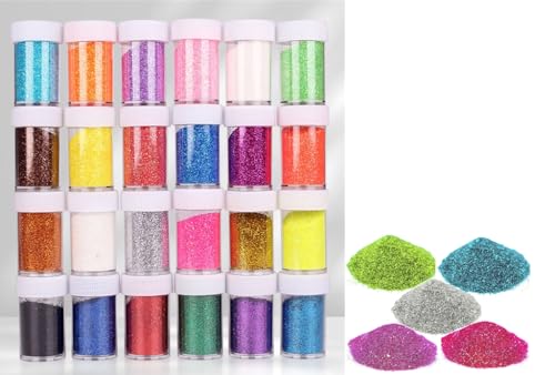 24 Stück Bastel Glitzer Set, 24 Farben Holographische Klobig Glitzer, Glitter Basteln, Glitzerstaub, Glitzerpulver, DIY Basteln Glitzer, für Epoxidharz, Handwerk Dekoration, Körper Nägel Glitzer 24 Stück Bastel Glitzer Set, 24 Farben Holographische Klobig Glitzer, Glitter Basteln, Glitzerstaub, Glitzerpulver, DIY Basteln Glitzer, für Epoxidharz, Handwerk Dekoration, Körper Nägel Glitzer von PEKMAR