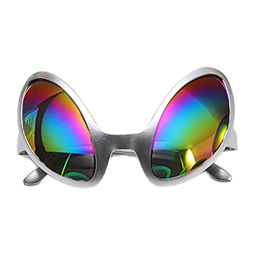 PEKMAR Alien-Brille, lustige Alien-Kostümbrille, Regenbogenfarbenlinse, Alien-Sonnenbrille, alternative Modellier-Kostümbrille für Halloween-Party-Requisitenzubehör von PEKMAR