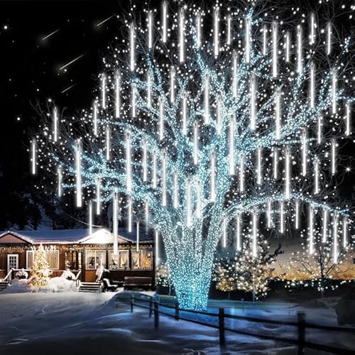 PEMOTech Meteorschauer Lichterkette Außen(27.7ft), 8 Röhren 288 LED, Weihnachtsbeleuchtung Außen Wasserdichte Meteor Shower Lichter für Weihnachtsdekoration Halloween Party Festival Innen Outdoor von PEMOTech