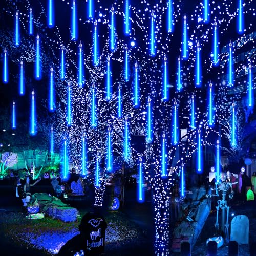 PEMOTech Meteorschauer Lichterkette Außen(27.7ft), 8 Röhren 288 LED Halloween Lichterkette Outdoor Wasserdicht Weihnachtsbeleuchtung Außen für Innen Halloween Gartenparty Weihnachtsdekoration von PEMOTech