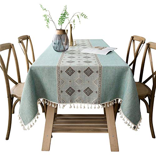 PENGXIN Tischdecke Rechteckige Tischtuch Leinendecke Leinen Tischdecke Abwaschbar, Tischdecken Wasserabweisend mit Quaste Edge Tischwäsche für Home Küche Dekoration von PENGXIN