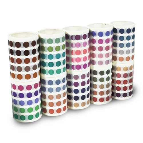 PENGYETHTY 10 Rollen,8mm Washi Tape 12500 Stück Punktaufkleber Klebeband Bunt Masking Tape Süß Dekoratives Tape für Verschönern Bullet Journals, Scrapbooking Supplies, Diy Handwerk, Planners PENGYETHTY 10 Rollen,8mm Washi Tape 12500 Stück Punktaufkleber Klebeband Bunt Masking Tape Süß Dekoratives Tape für Verschönern Bullet Journals, Scrapbooking Supplies, Diy Handwerk, Planners von PENGYETHTY