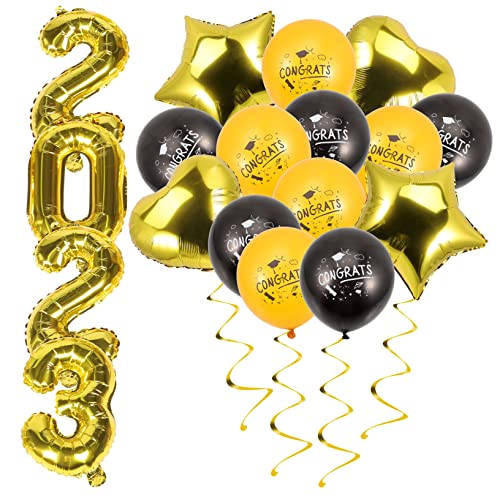 PENIKOKO 1 Satz Dekorative Abschlussfeier Luftballons Schwarze und Goldene Graduation Ballons mit Sternen und Herzen für Klassenzimmer Dekorationen und Partys PENIKOKO 1 Satz Dekorative Abschlussfeier Luftballons Schwarze und Goldene Graduation Ballons mit Sternen und Herzen für Klassenzimmer Dekorationen und Partys von PENIKOKO