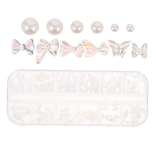 PENIKOKO 1 Schachtel Nagelkunst Perlen Nail Charms Fächer Aufbewahrungsbox Schmetterling Strass Luxus Nagelzubehör für DIY Nägel und Professionelle Nailart Designs von PENIKOKO