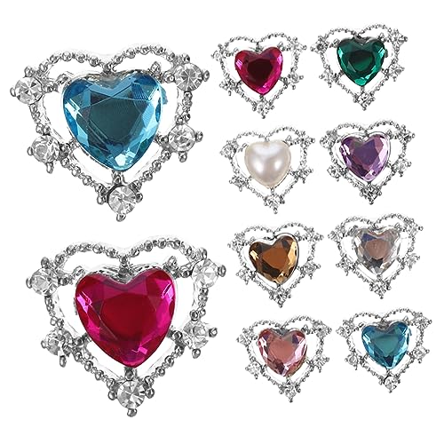 PENIKOKO 10 Stück Herz Nagel Charms Strass Maniküre Schmuck Zubehör Nageldekoration für DIY Nail Art Geeignet für Natürliche und Künstliche Nägel Einfach zu Verwenden und Zufällige Farbe von PENIKOKO