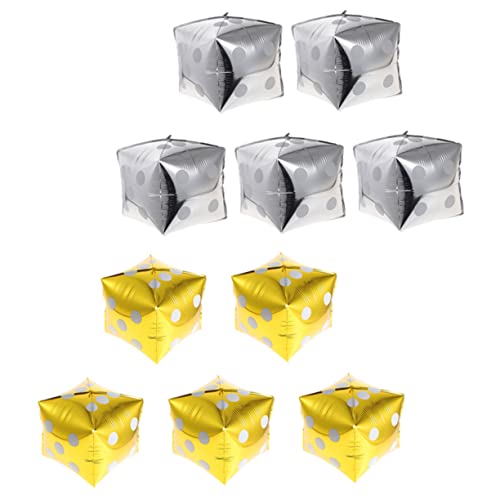 PENIKOKO 10 Stück Teiliges Aluminiumfolie würfelballons Jumbo Dice Balloons in Gold und Silber Leichte Party deko für themengeburtstag Hochzeit Bar Club und Veranstaltung von PENIKOKO