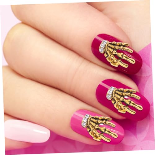 PENIKOKO 10 Stück Teiliges Nageldesign mit Legierungs Skelett Hand Motiven Diy Maniküre Dekoration Trendige Nail Art Aufkleber für Kreative Nagelkunst und Party Accessoires von PENIKOKO